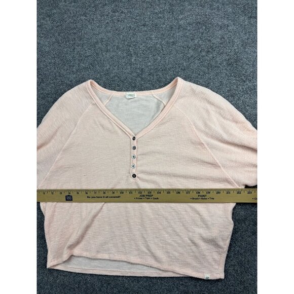 Billabong Shirt Womens Extra Small Pink Waffle Knit Henley Long Sleeve Thermal - Picture 3 of 6